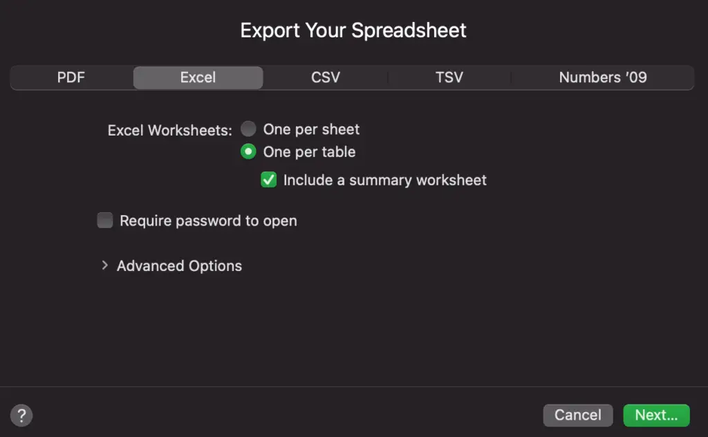 how to open numbers for mac in excel