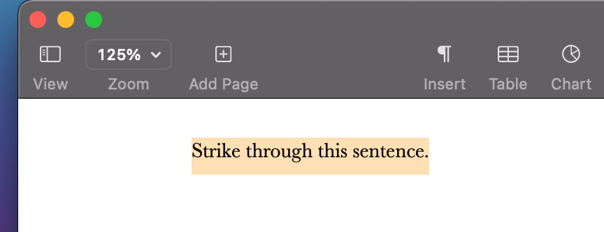 how to do a strikethrough in pages