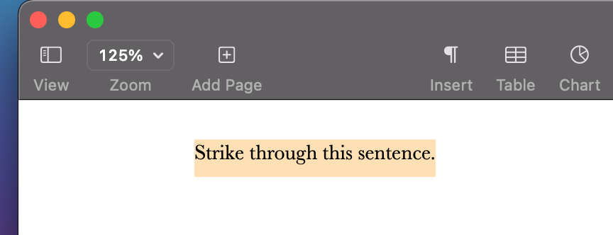 how to make a strikethrough in pages